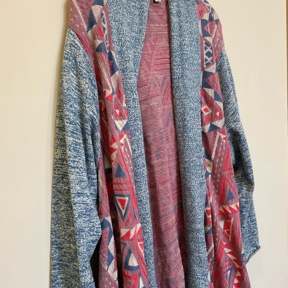 Lucky Brand Women's Size 3X Aztec Southwestern Open Long Sleeve Cardigan Sweater - Picture 3 of 7